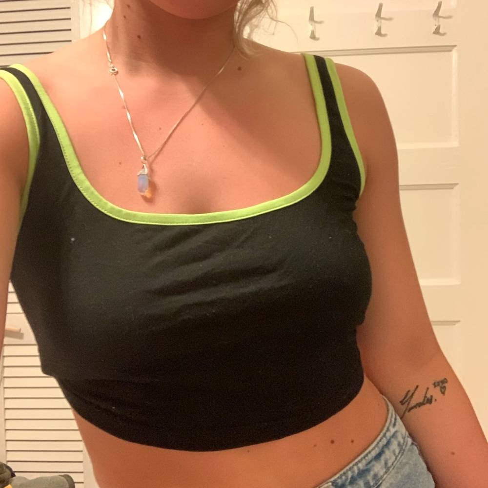 Green lined Crop top